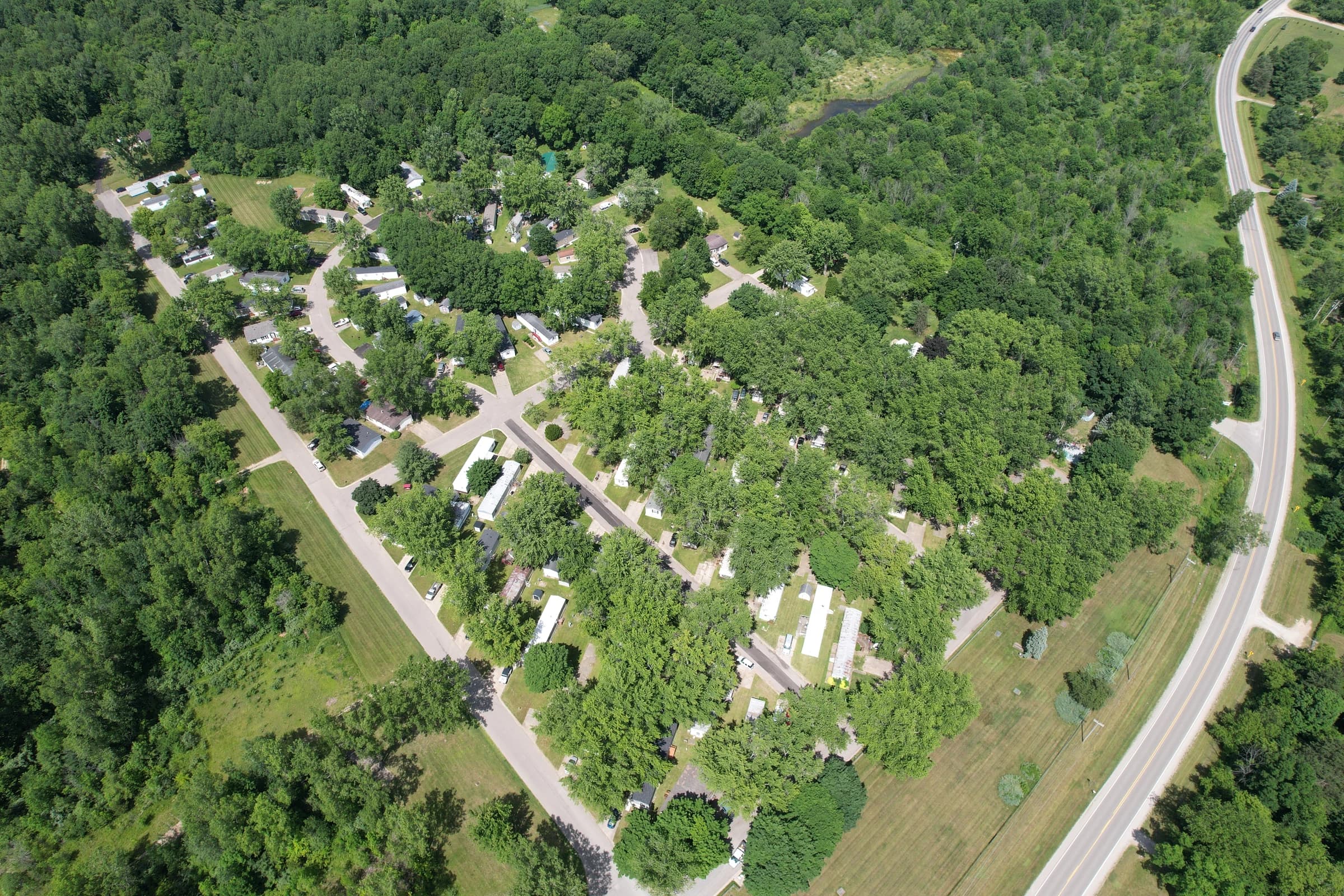 Overhead view of Davison Hills among mature trees